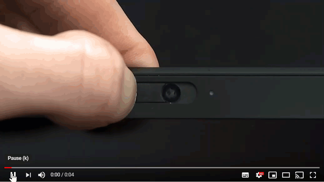 The worlds first business laptop with a built in webcam shutter called the Lenovo ThinkShutter.