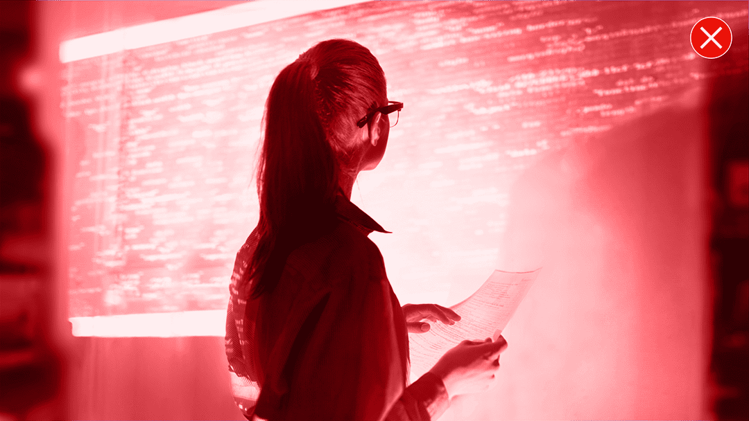 Flood of color over brand image example with X