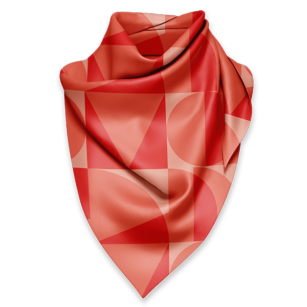 Scarf displaying the pale with signature red repeated alpha pattern.