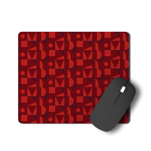 Mousepad decorated with the deep red repeated alpha pattern.