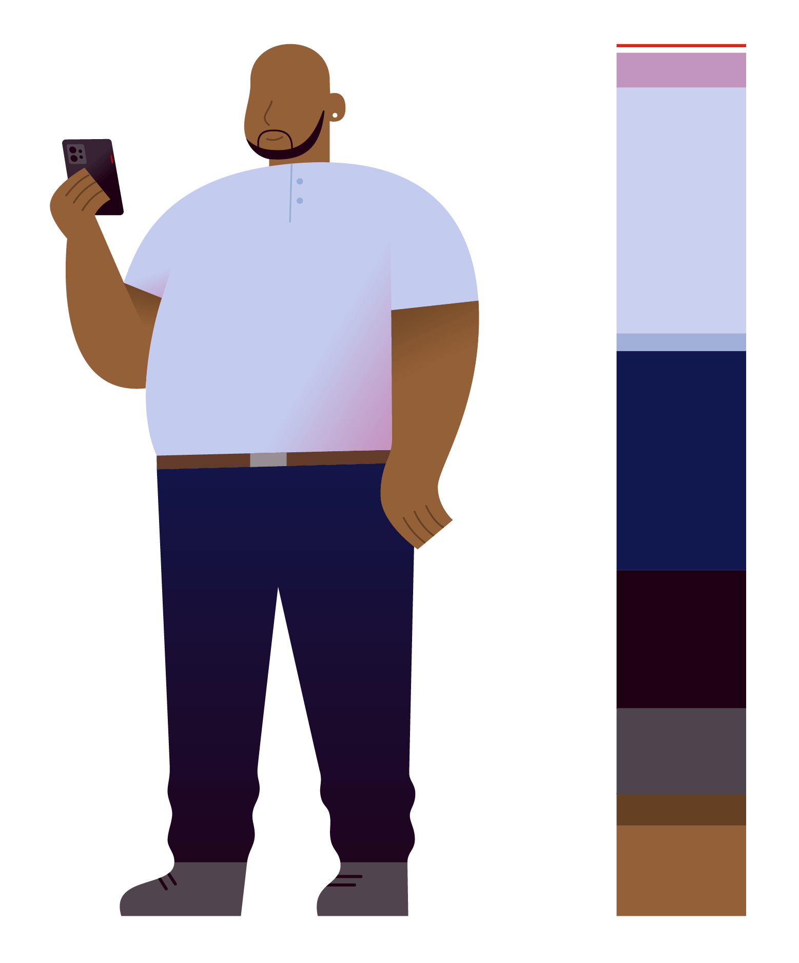 An illustrated man designed using the Lenovo color palette.