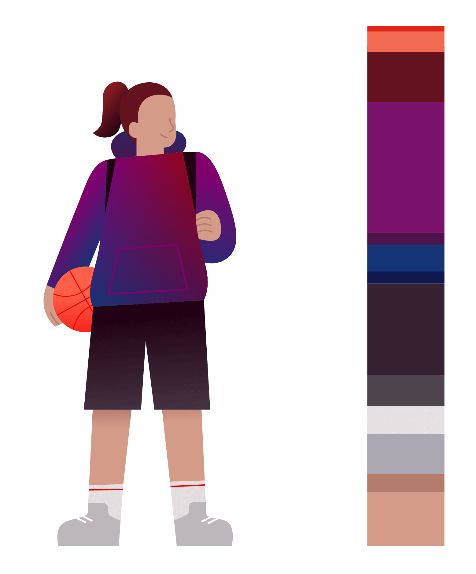 An illustrated woman designed using the Lenovo color palette.