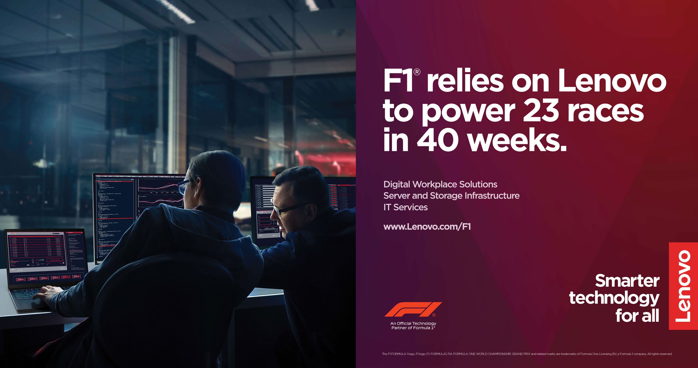 Correct example of the Lenovo logo-tagline featuring the collaboration between Lenovo and F1.