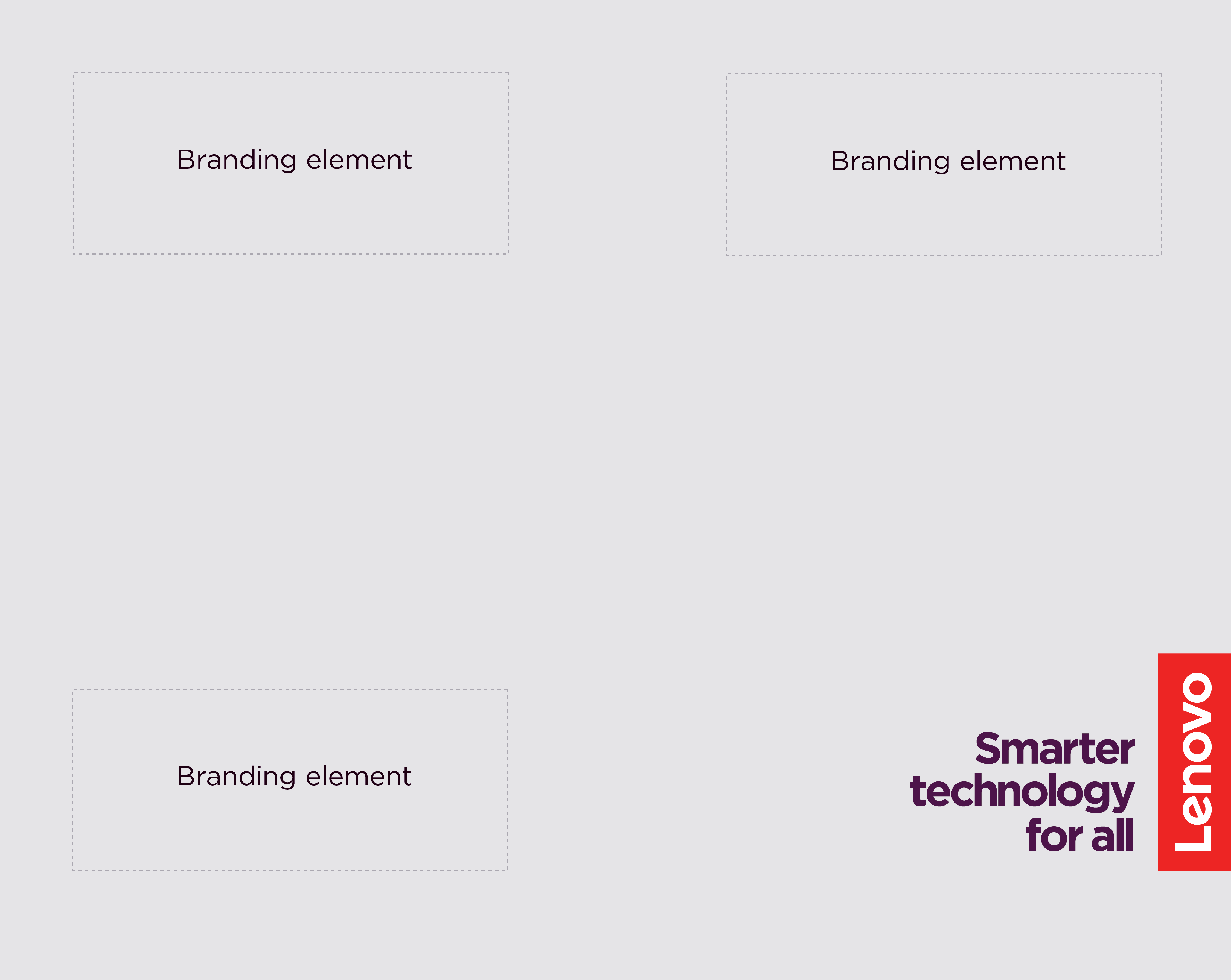 When positioned alongside the Lenovo logo lockup, the branding element is typically situated within one of the three remaining margins.