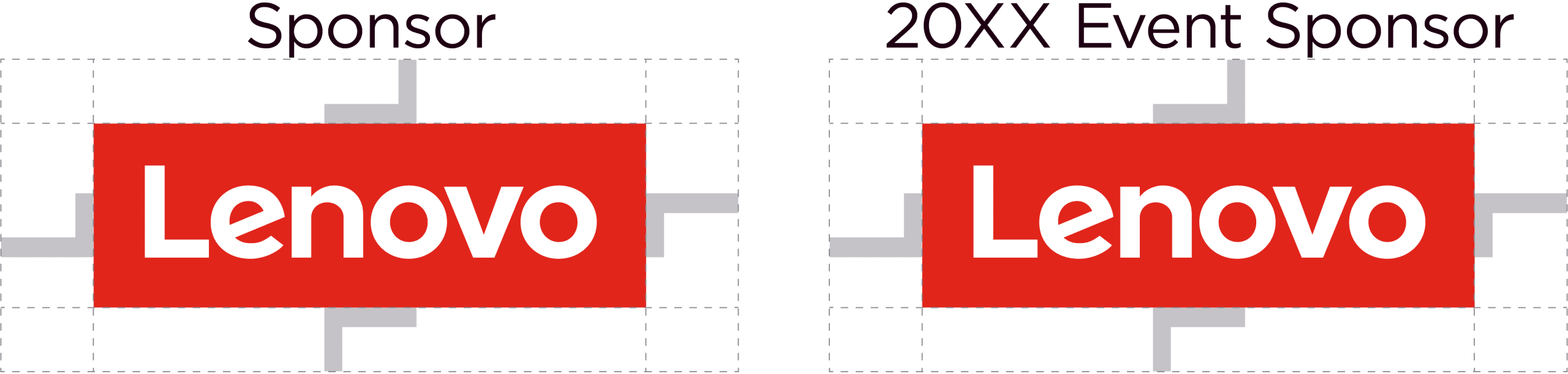 Lenovo logo showcasing correct sponsorship placement with the clear spacing guide.