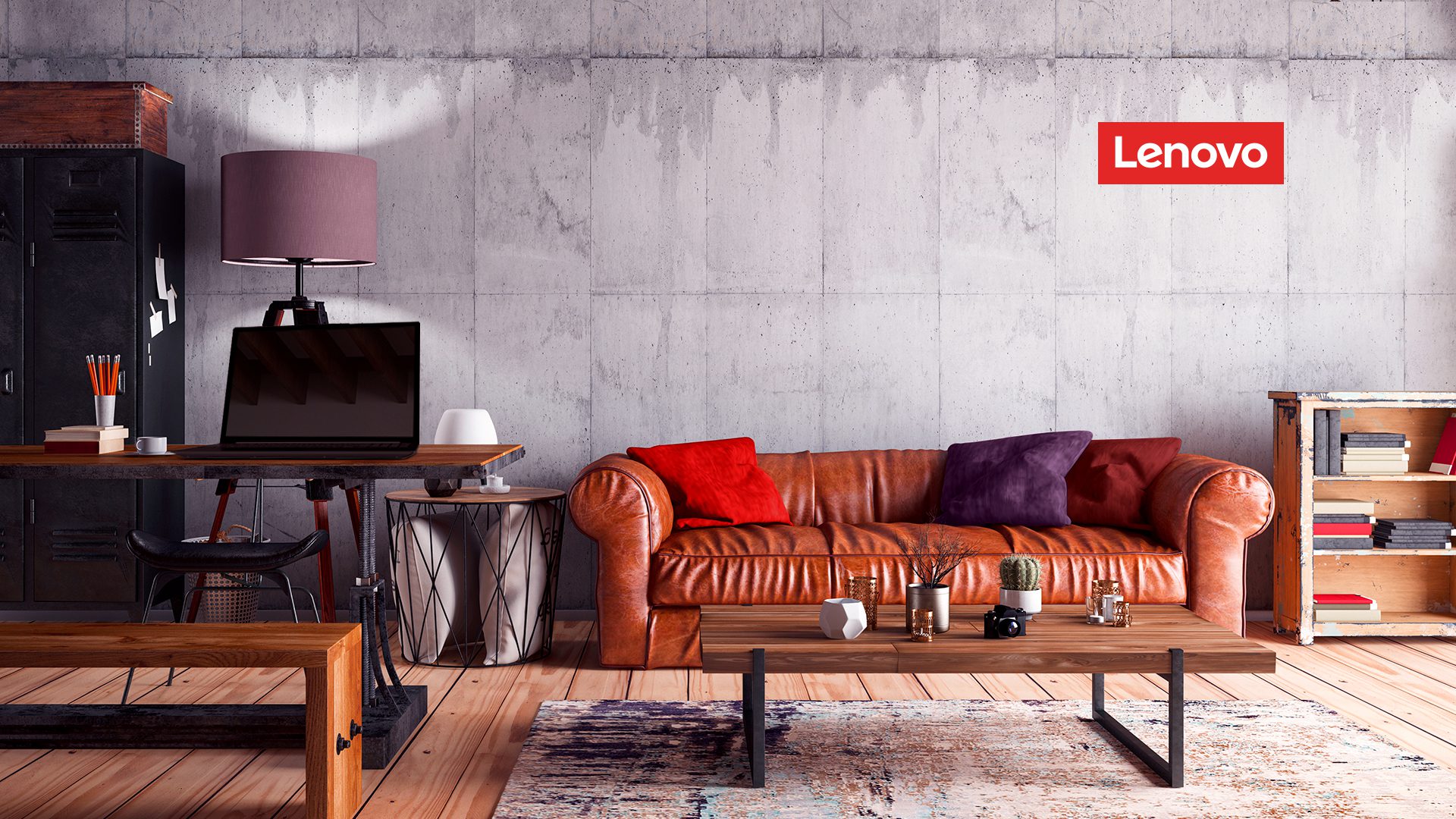 Office background with the Lenovo logo in the upper right corner.