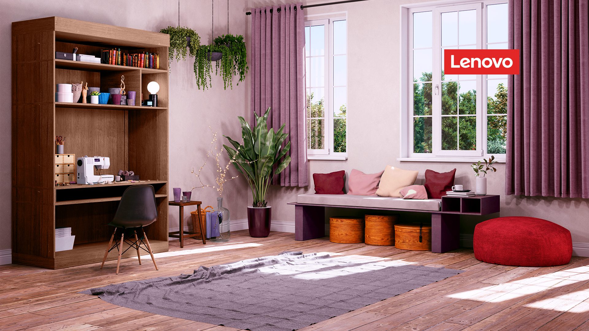 Office background with the Lenovo logo in the upper right corner.