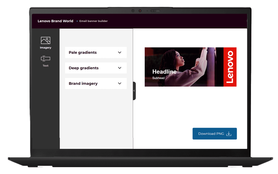 Email banner builder displayed on Laptop